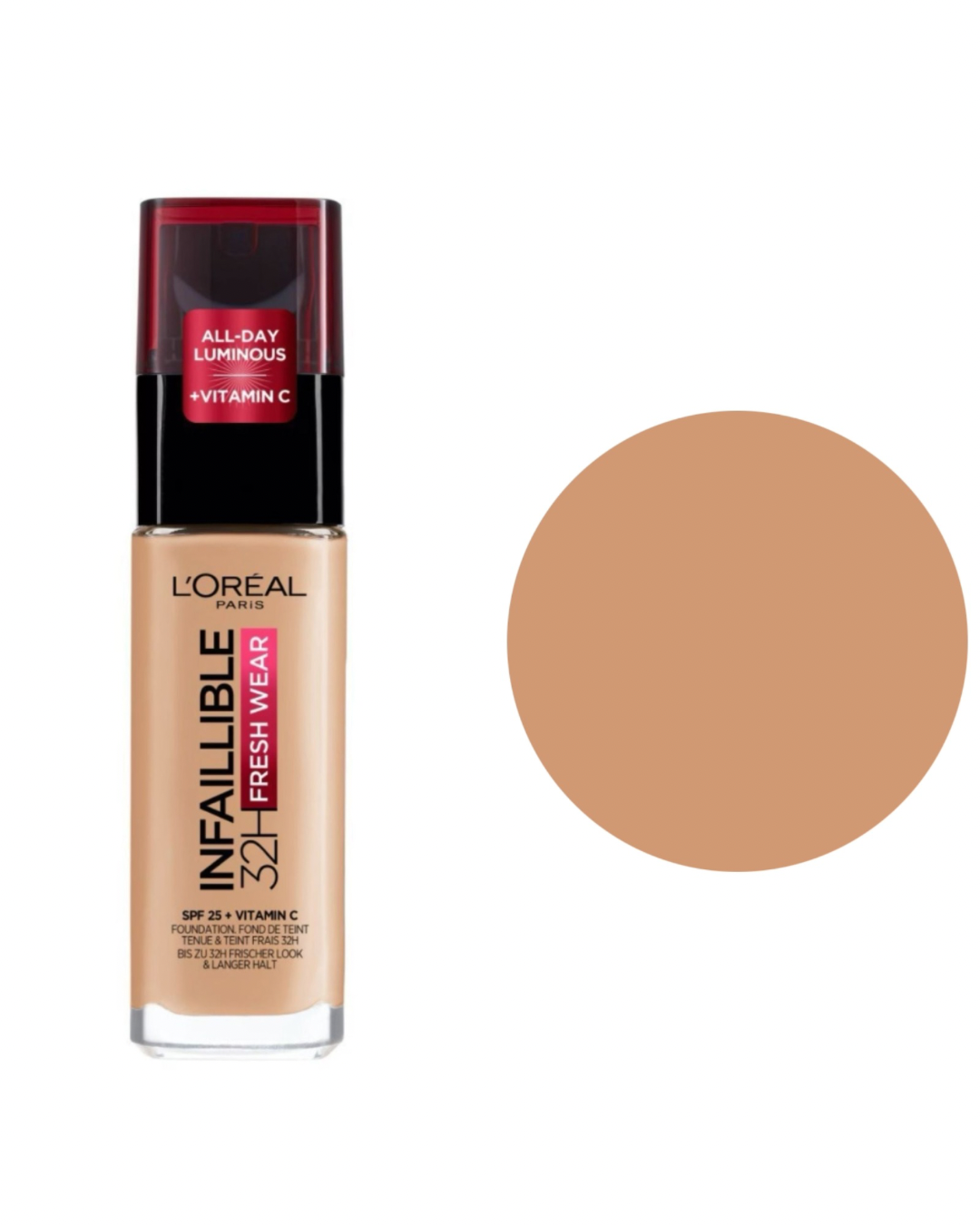 L'Oreal Paris Fondotinta Infallibile 32H Fresh Wear,Effetto Coprente Lunga Tenuta 24H,Waterproof e Idratante