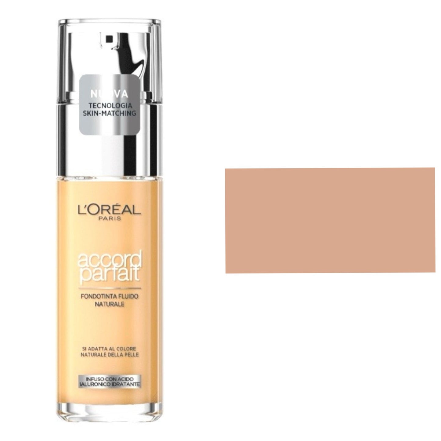 L’Oreal Paris fondotinta accord parfait,effetto naturale arricchito con acido ialuronico