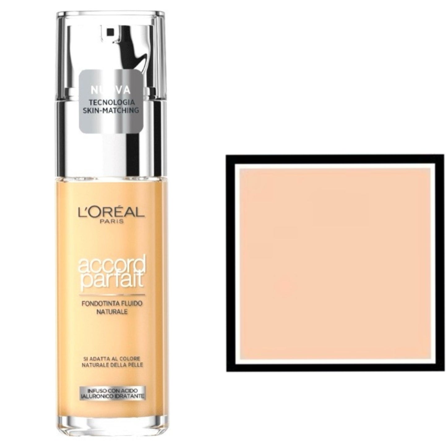 L’Oreal Paris fondotinta accord parfait,effetto naturale arricchito con acido ialuronico