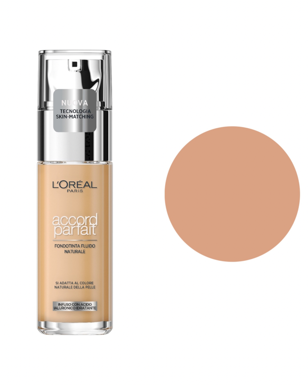 L’Oreal Paris Fondotinta Accord Parfait,Effetto Naturale Arricchito Con Acido Ialuronico