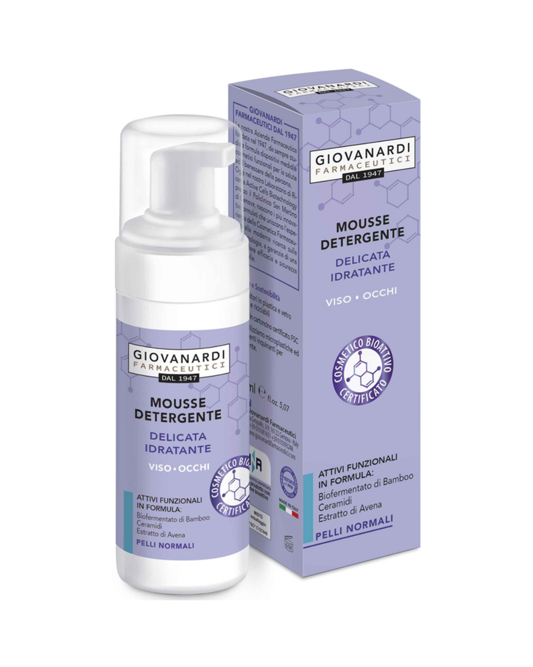 Giovanardi Farmaceutici Mousse Detergente Delicata Idratante Pelli Normali 150 ML