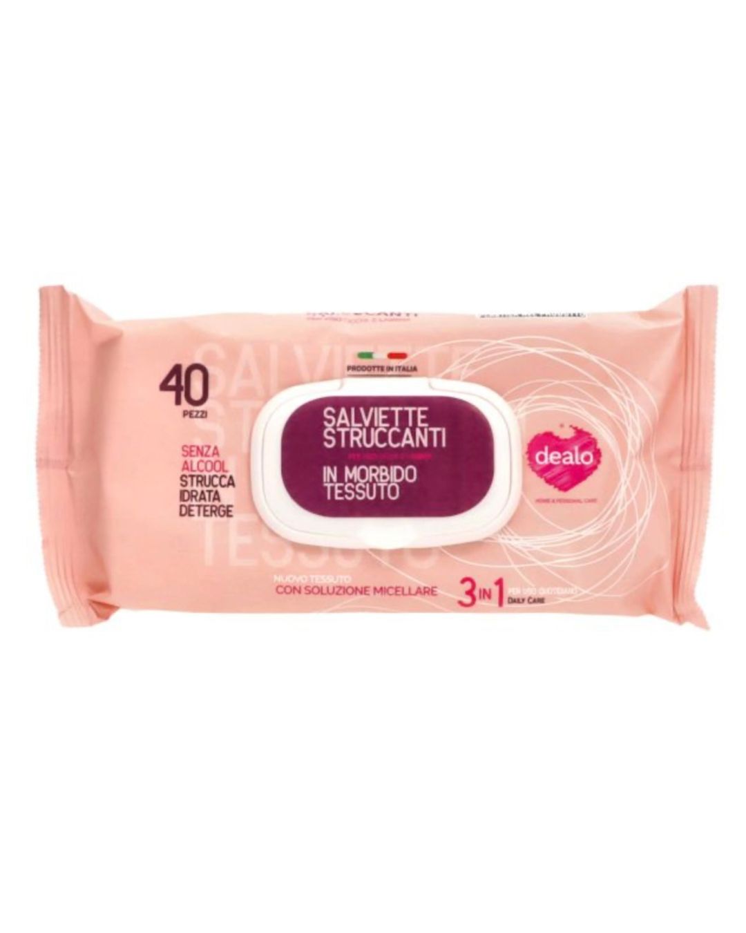 Dealo Salviette Struccanti 3 in 1 Con Soluzione Micellare 40pz