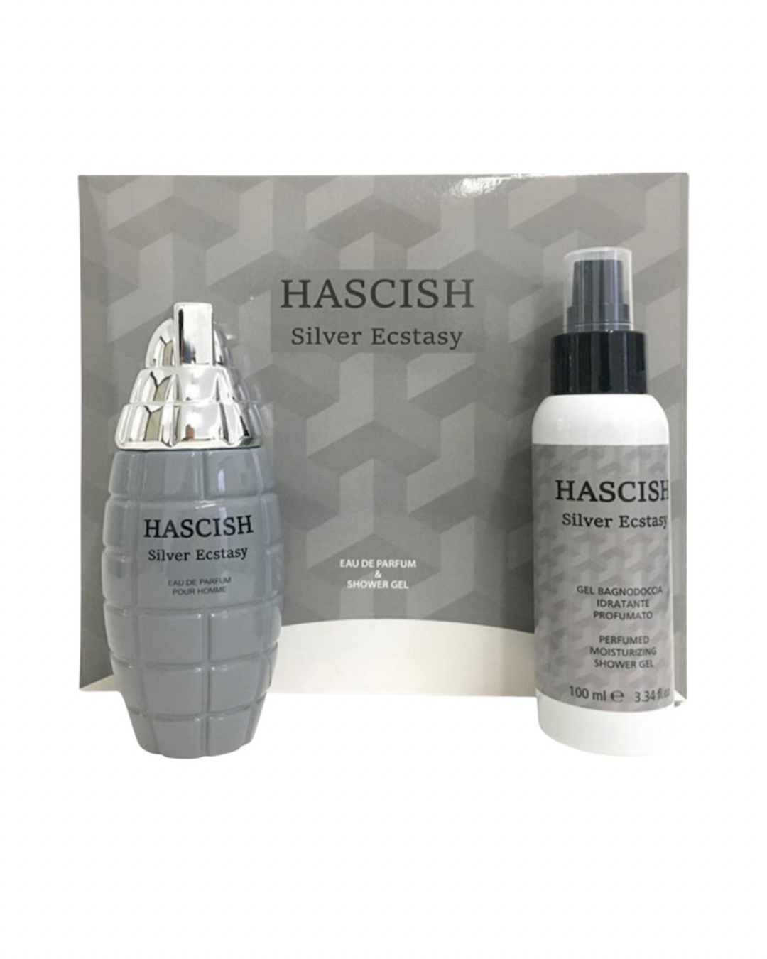Cofanetto uomo HASCISH SILVER ECSTASY equivalente di Versace Eros edp 100ml + shower gel 100ml