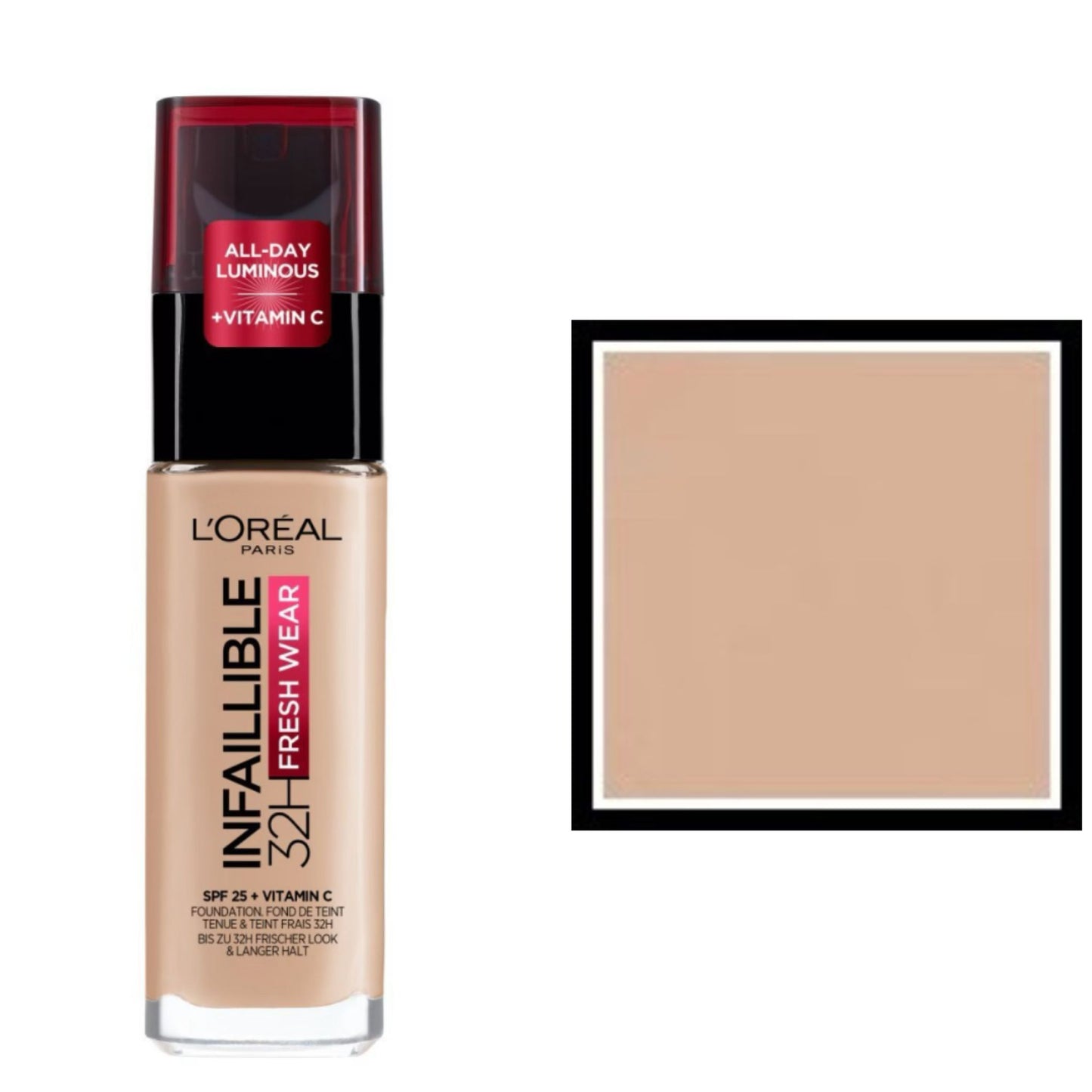 L'Oreal Paris Fondotinta Infallibile 32H Fresh Wear,Effetto Coprente Lunga Tenuta 24H,Waterproof e Idratante