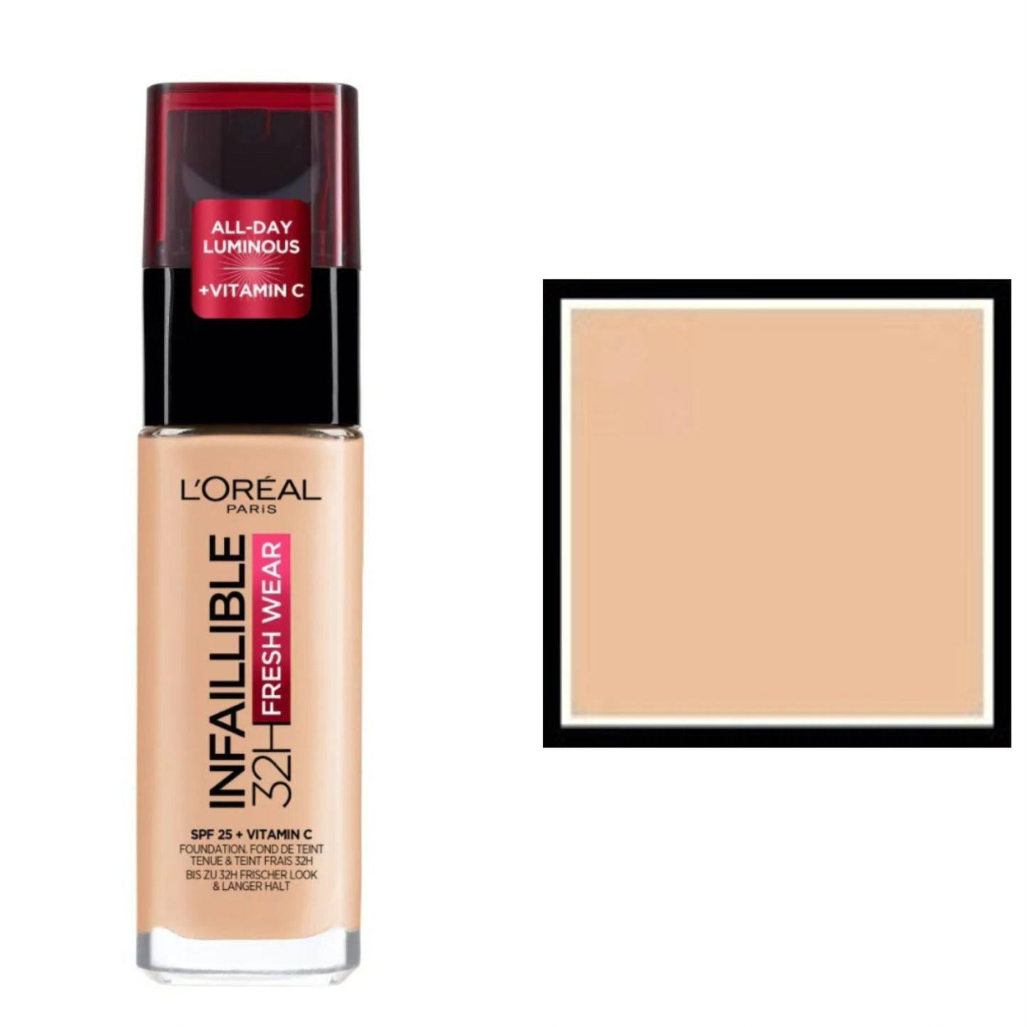 L'Oreal Paris Fondotinta Infallibile 32H Fresh Wear,Effetto Coprente Lunga Tenuta 24H,Waterproof e Idratante