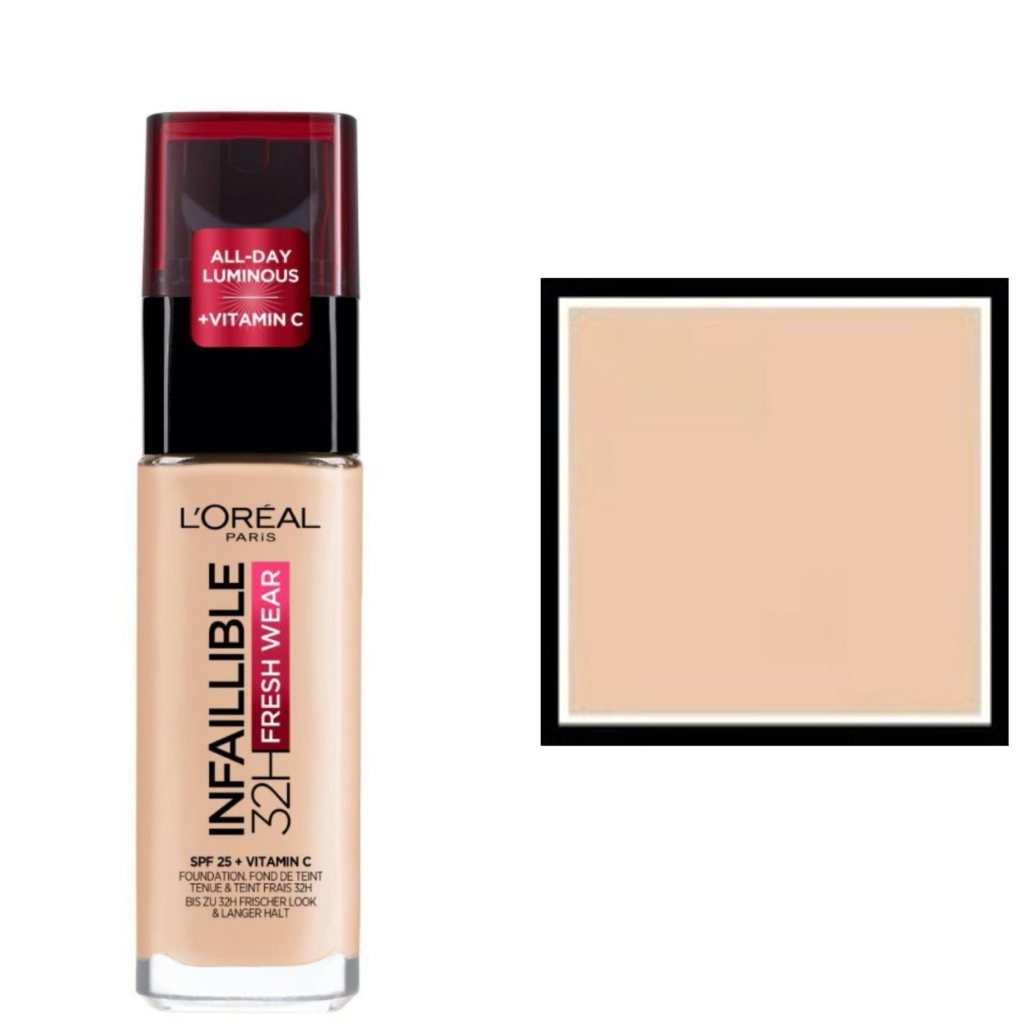 L'Oreal Paris Fondotinta Infallibile 32H Fresh Wear,Effetto Coprente Lunga Tenuta 24H,Waterproof e Idratante