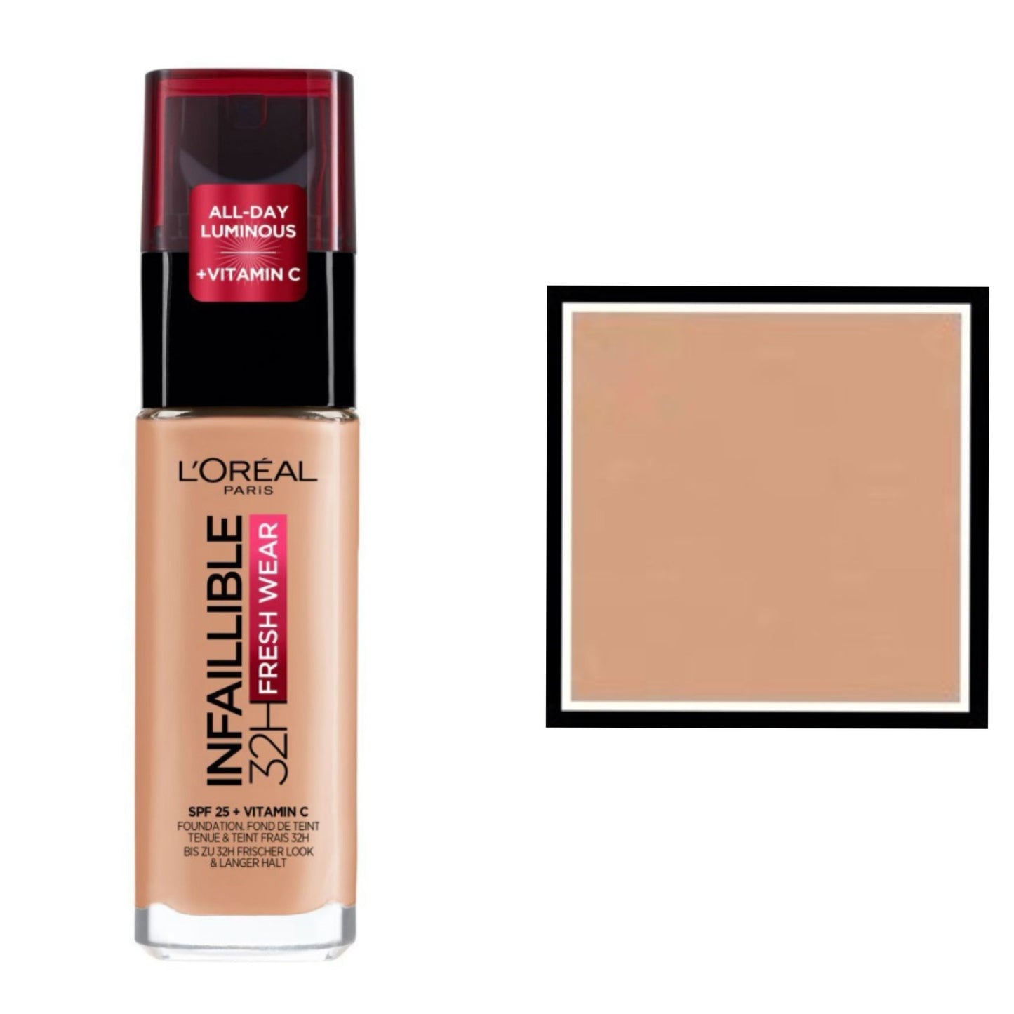 L'Oreal Paris Fondotinta Infallibile 32H Fresh Wear,Effetto Coprente Lunga Tenuta 24H,Waterproof e Idratante