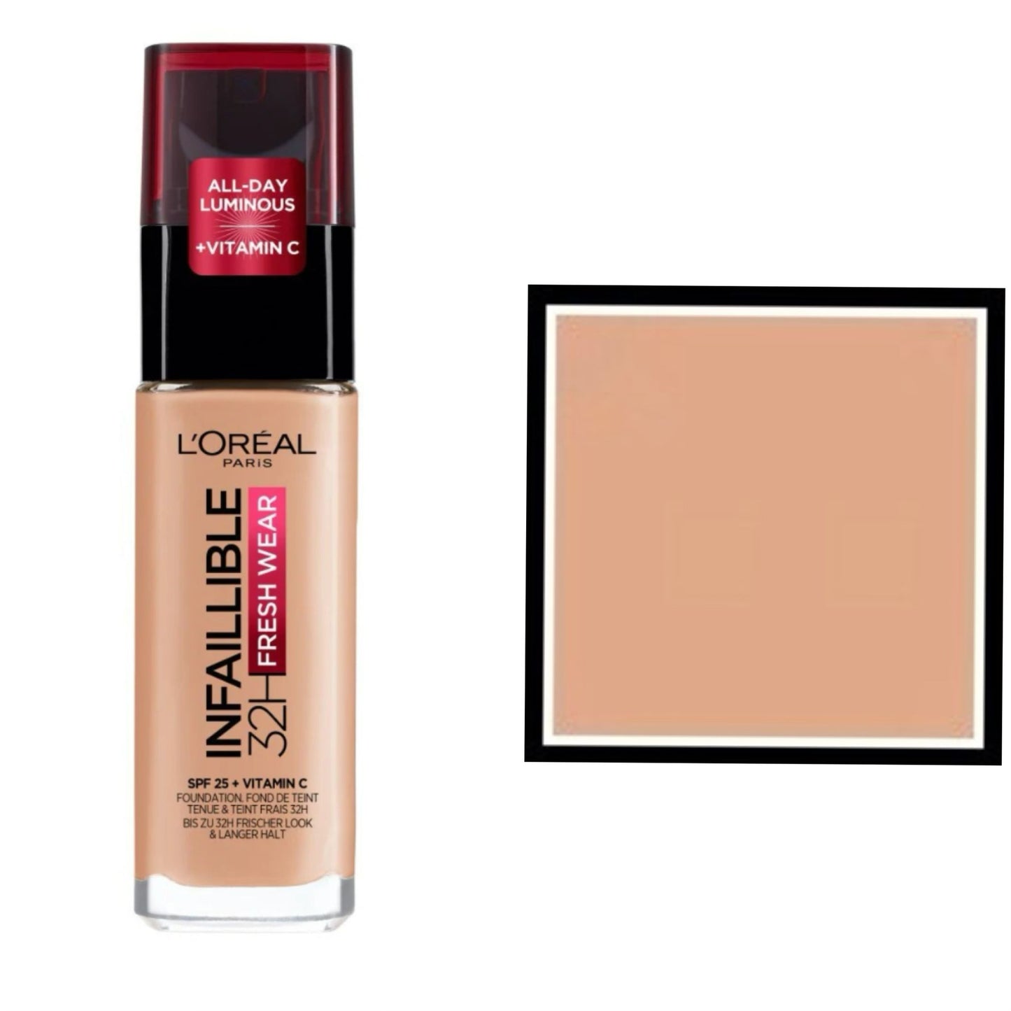 L'Oreal Paris Fondotinta Infallibile 32H Fresh Wear,Effetto Coprente Lunga Tenuta 24H,Waterproof e Idratante