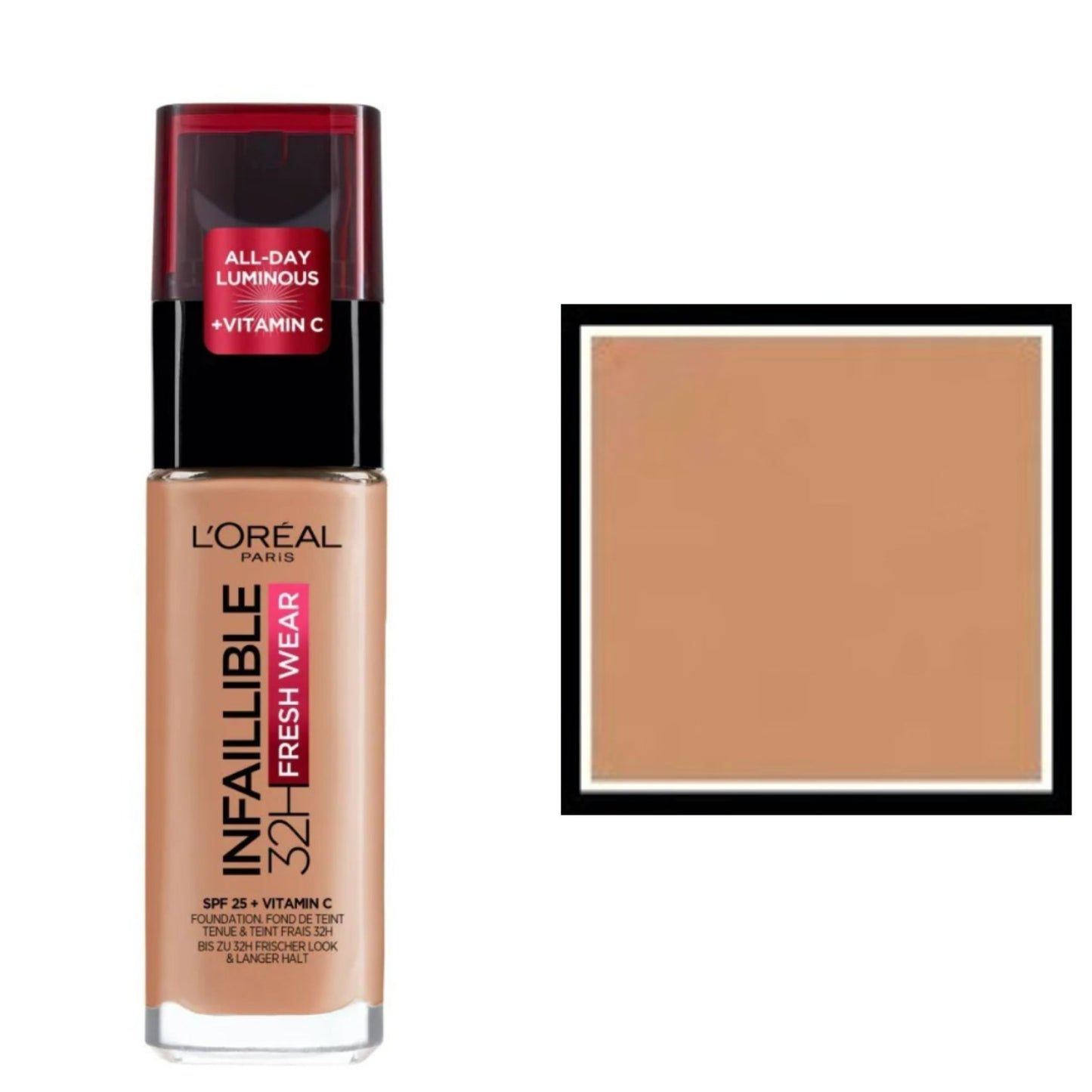 L'Oreal Paris Fondotinta Infallibile 32H Fresh Wear,Effetto Coprente Lunga Tenuta 24H,Waterproof e Idratante