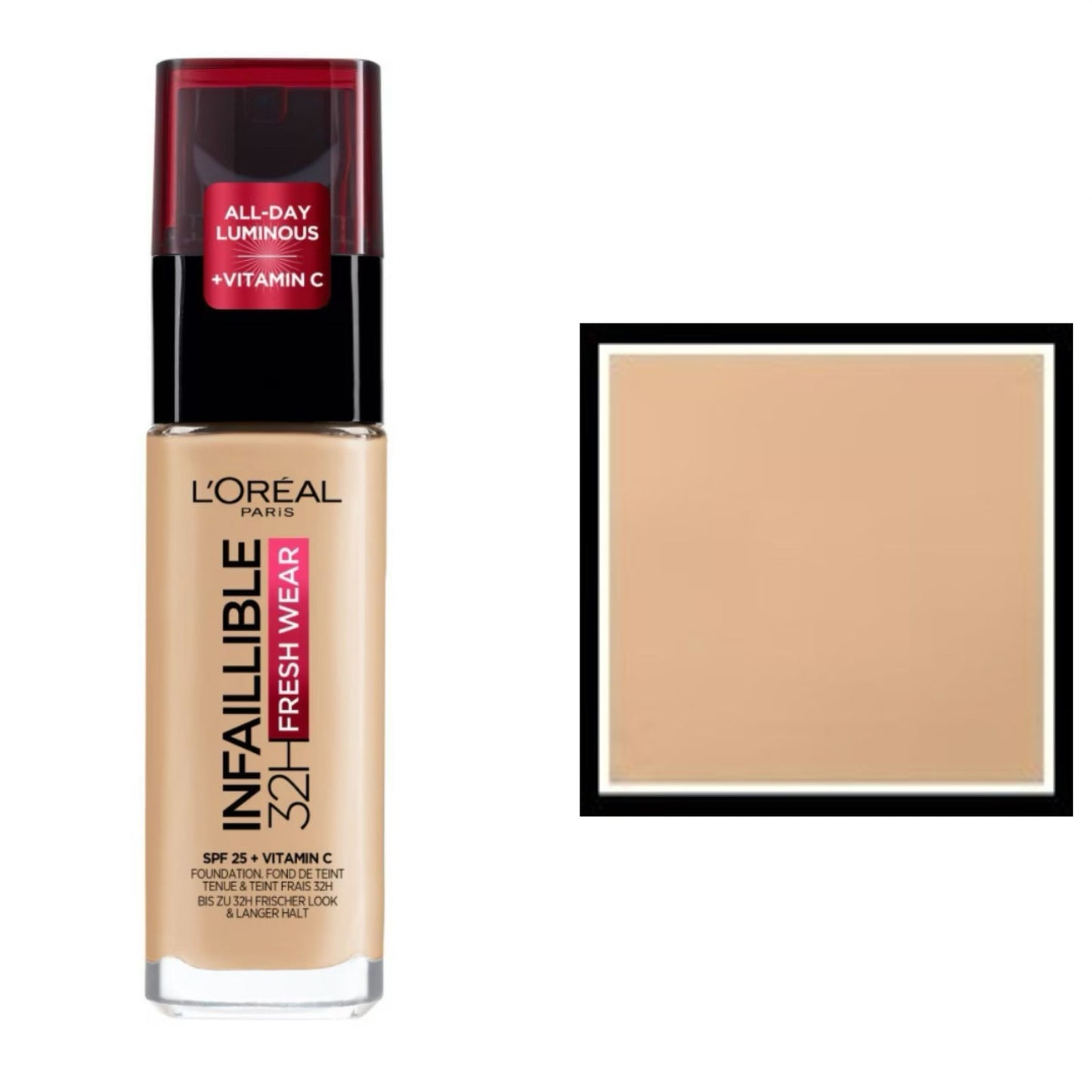 L'Oreal Paris Fondotinta Infallibile 32H Fresh Wear,Effetto Coprente Lunga Tenuta 24H,Waterproof e Idratante