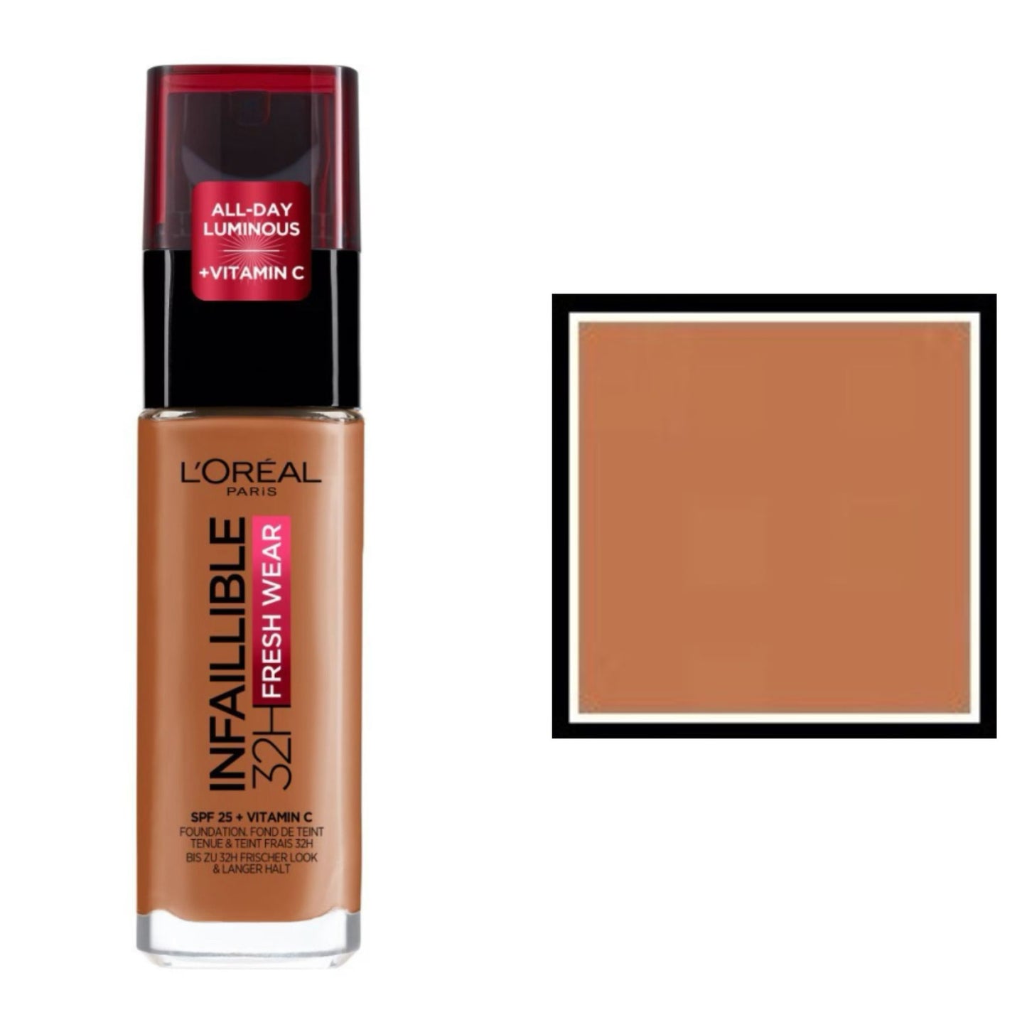 L'Oreal Paris Fondotinta Infallibile 32H Fresh Wear,Effetto Coprente Lunga Tenuta 24H,Waterproof e Idratante