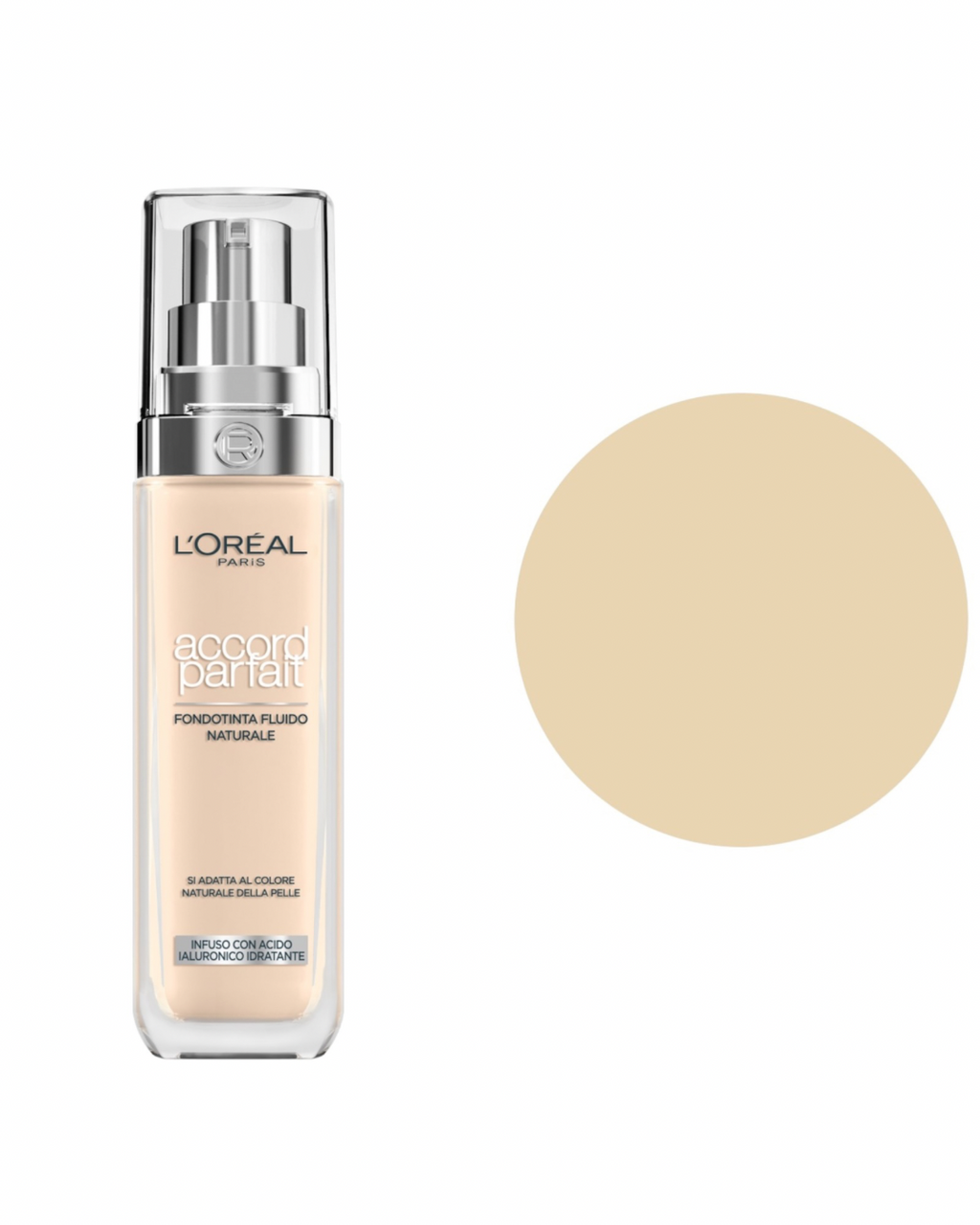 L’Oreal Paris Fondotinta Accord Parfait,Effetto Naturale Arricchito Con Acido Ialuronico