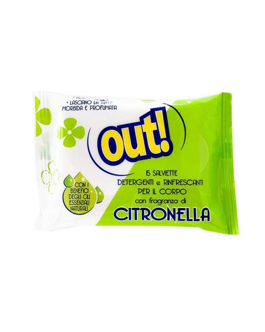 Out Salviette Detergenti Per Il Corpo Alla Citronella 15 Pezzi