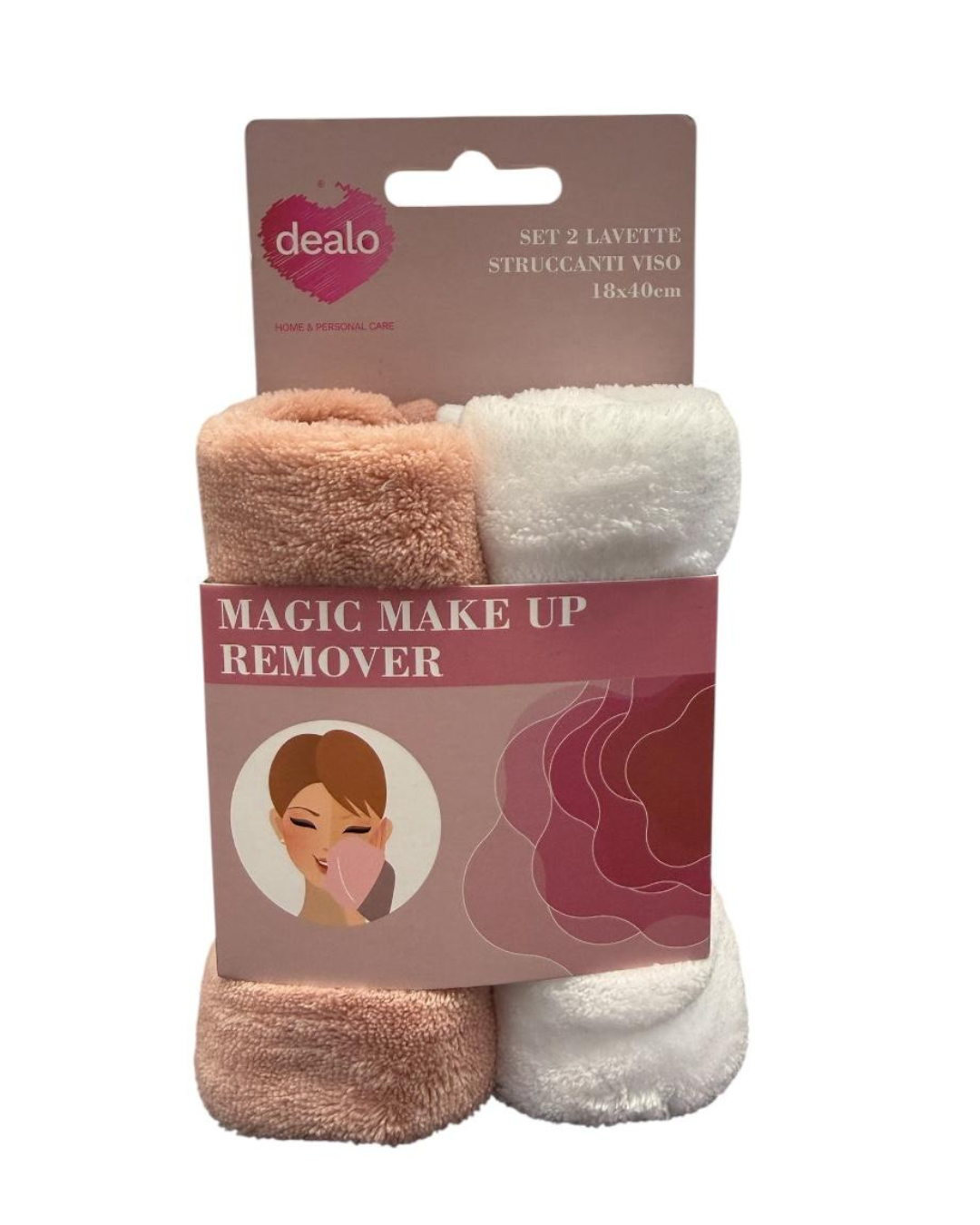 Dealo Rimuovi Make Up Set da 2 Lavette Struccanti 18x40cm
