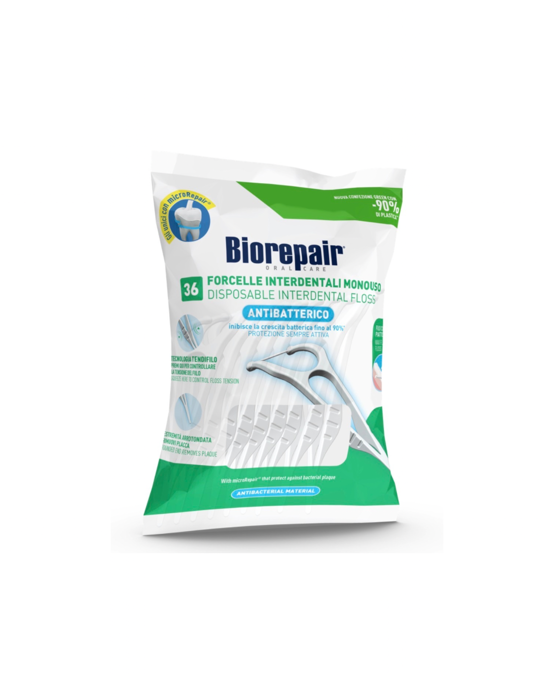 Biorepair Forcelle Interdentali Monouso AntiBatterico 36 Pezzi