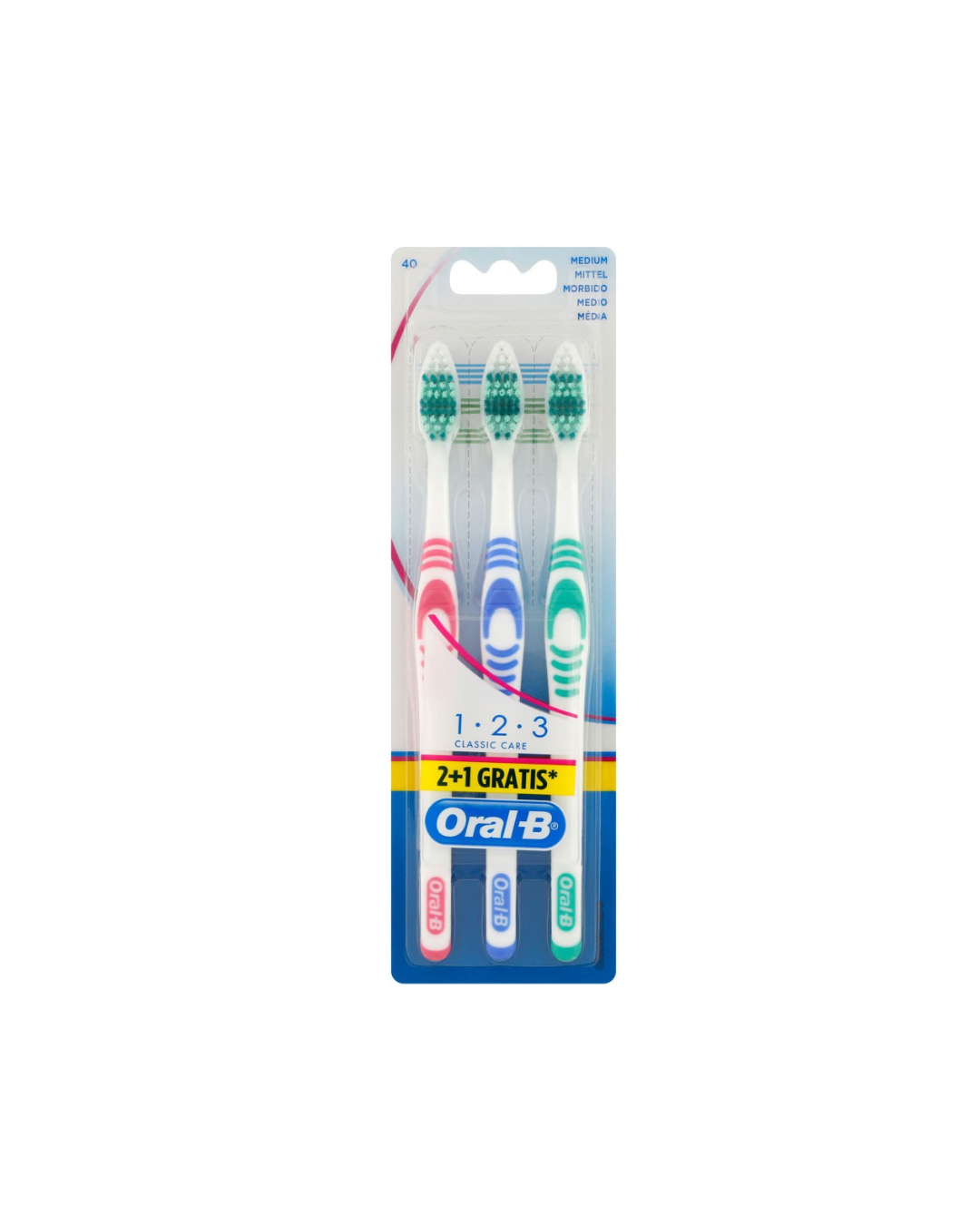 Oral B Spazzolino Classico Care 40 Medio 3Pezzi