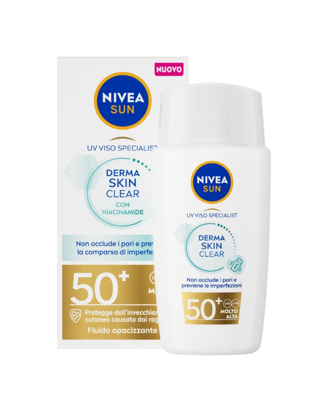 Nivea Sun Derma Skin Clear Protezione Viso 50+Protegge Dall’invecchiamento Cutaneo