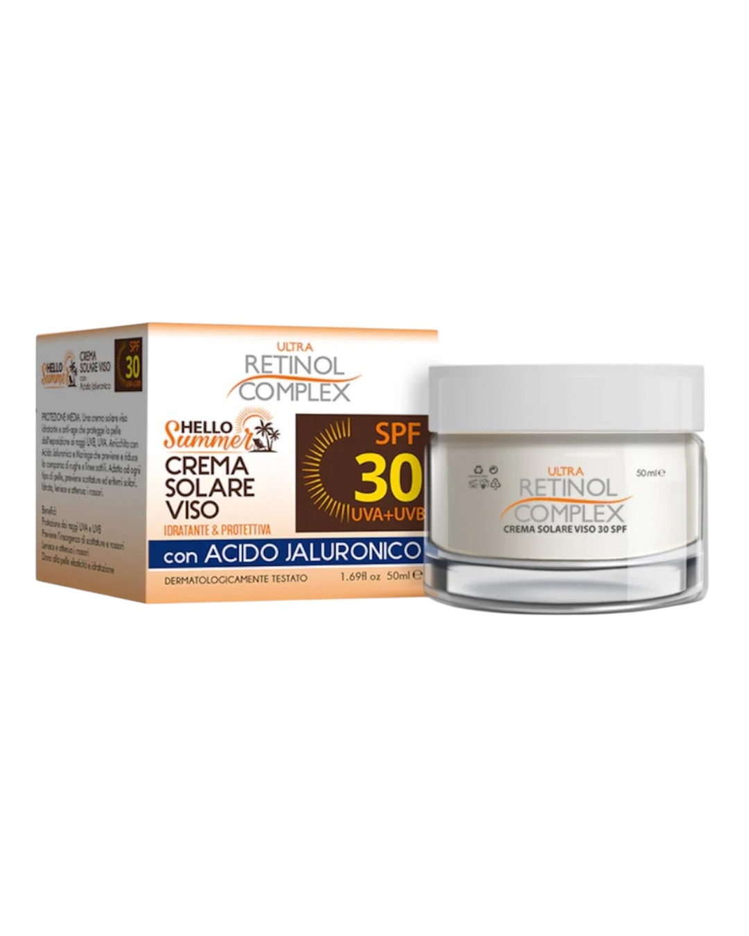 Retinol Complex Crema Solare Viso Con Acido Ialuronico SPF30