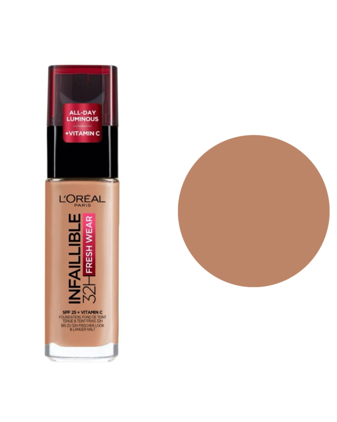 L'Oreal Paris Fondotinta Infallibile 32H Fresh Wear,Effetto Coprente Lunga Tenuta 24H,Waterproof e Idratante