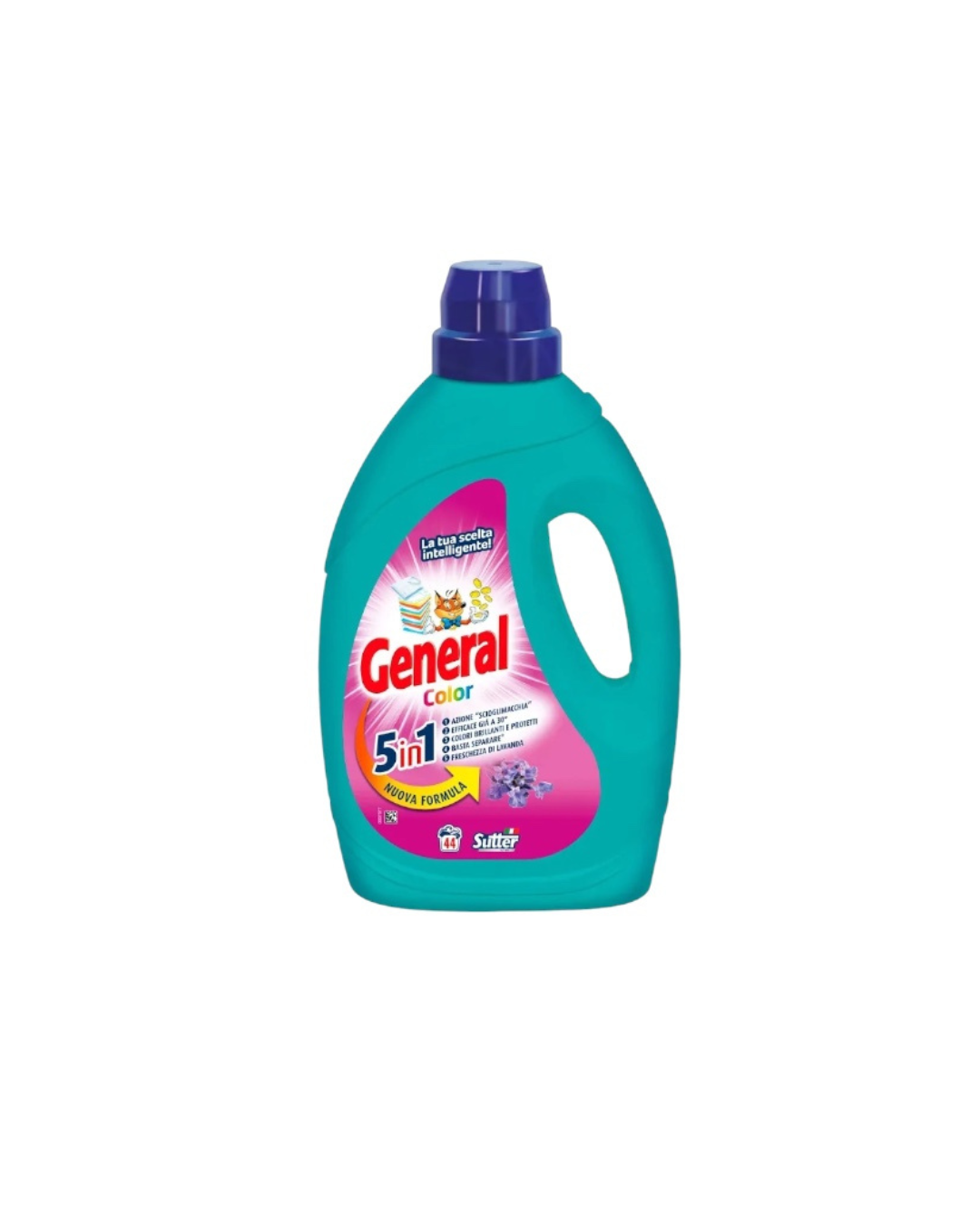 General Color 5IN1 Detersivo Liquido Per Lavatrice 60 Lavaggi Flacone Da 2,40 Litri
