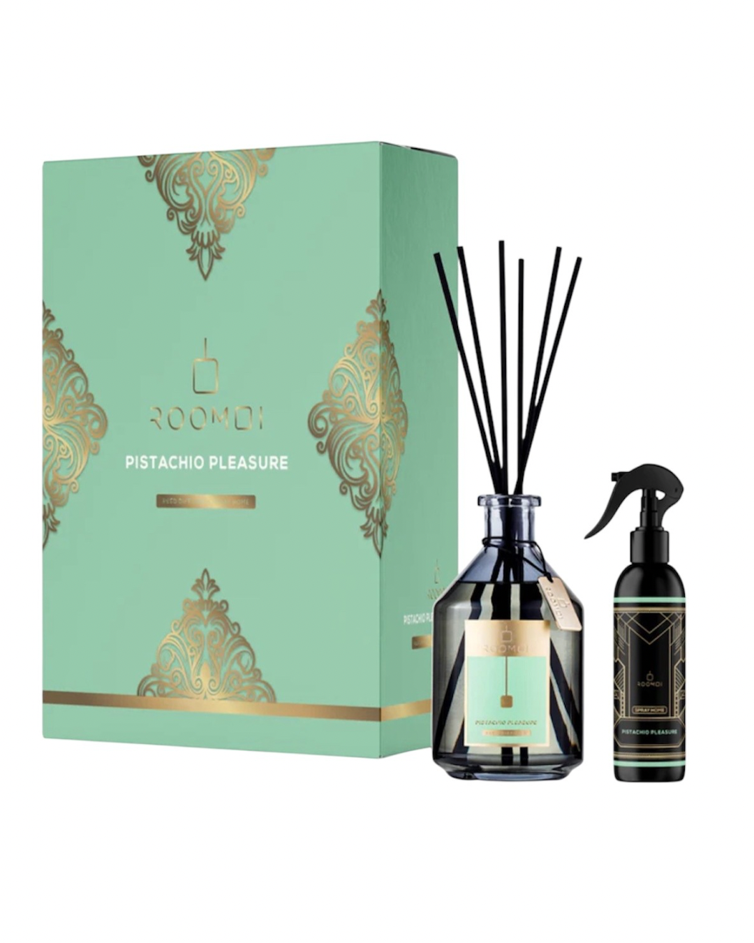 Roomoi Cofanetto Pistacchio Profumatore Ambiente 500ml + 200ml Spray