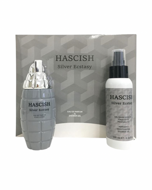 Cofanetto uomo HASCISH SILVER ECSTASY equivalente di Versace Eros edp 100ml + shower gel 100ml
