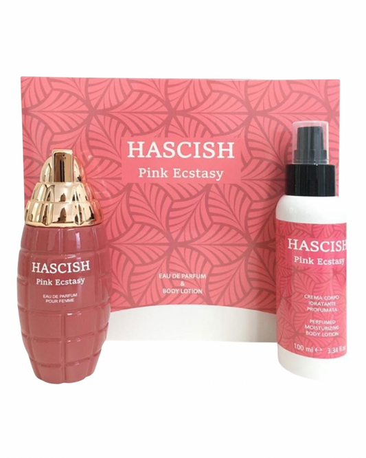 Cofanetto donna HASCISH PINK ECSTASY equivalente di Aquolina Pink Sugar edp 100ml + body lotion 100ml