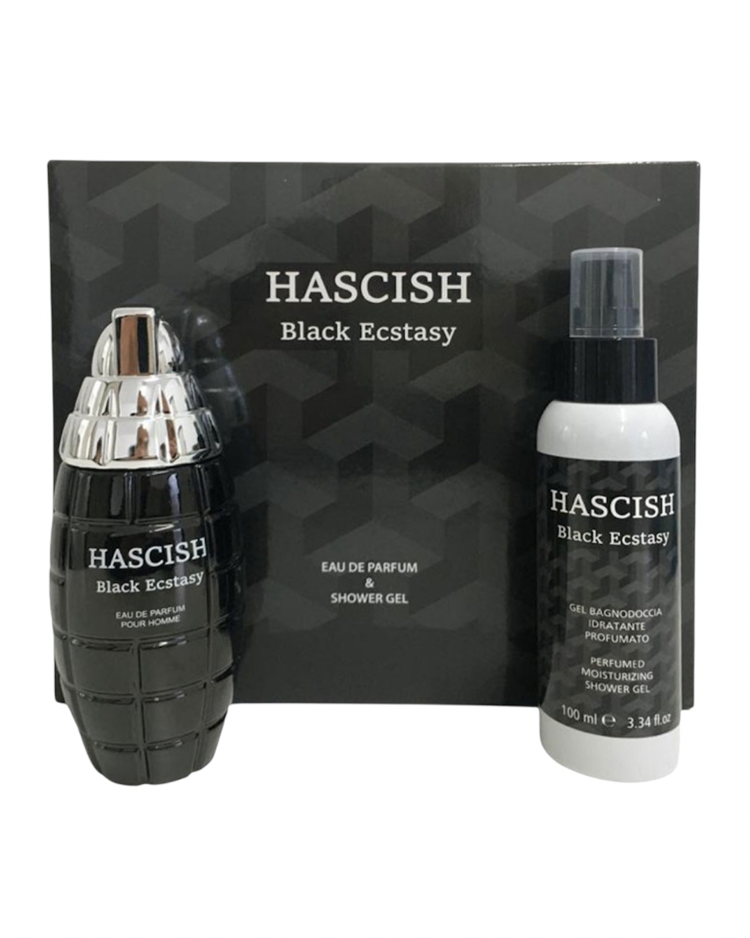 Cofanetto uomo HASCISH BLACK ECSTASY equivalente di Creed Aventus edp 100ml + shower gel 100ml