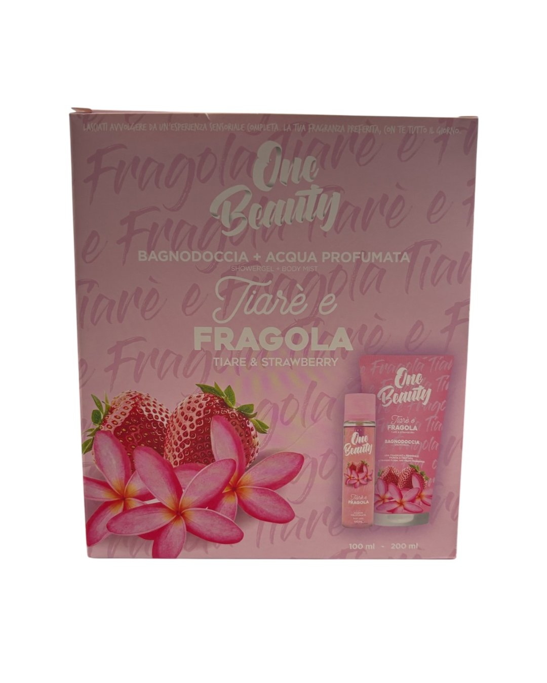 One Beauty Cofanetto BagnoDoccia+Acqua Profumata Tiarè e Fragola 200ml+100ml