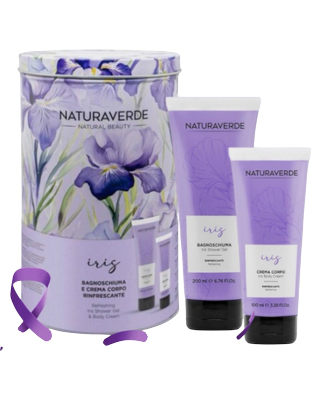 NaturaVerde Iris Cofanetto Regalo Bagnoschiuma 200ml e Crema Corpo 100ml
