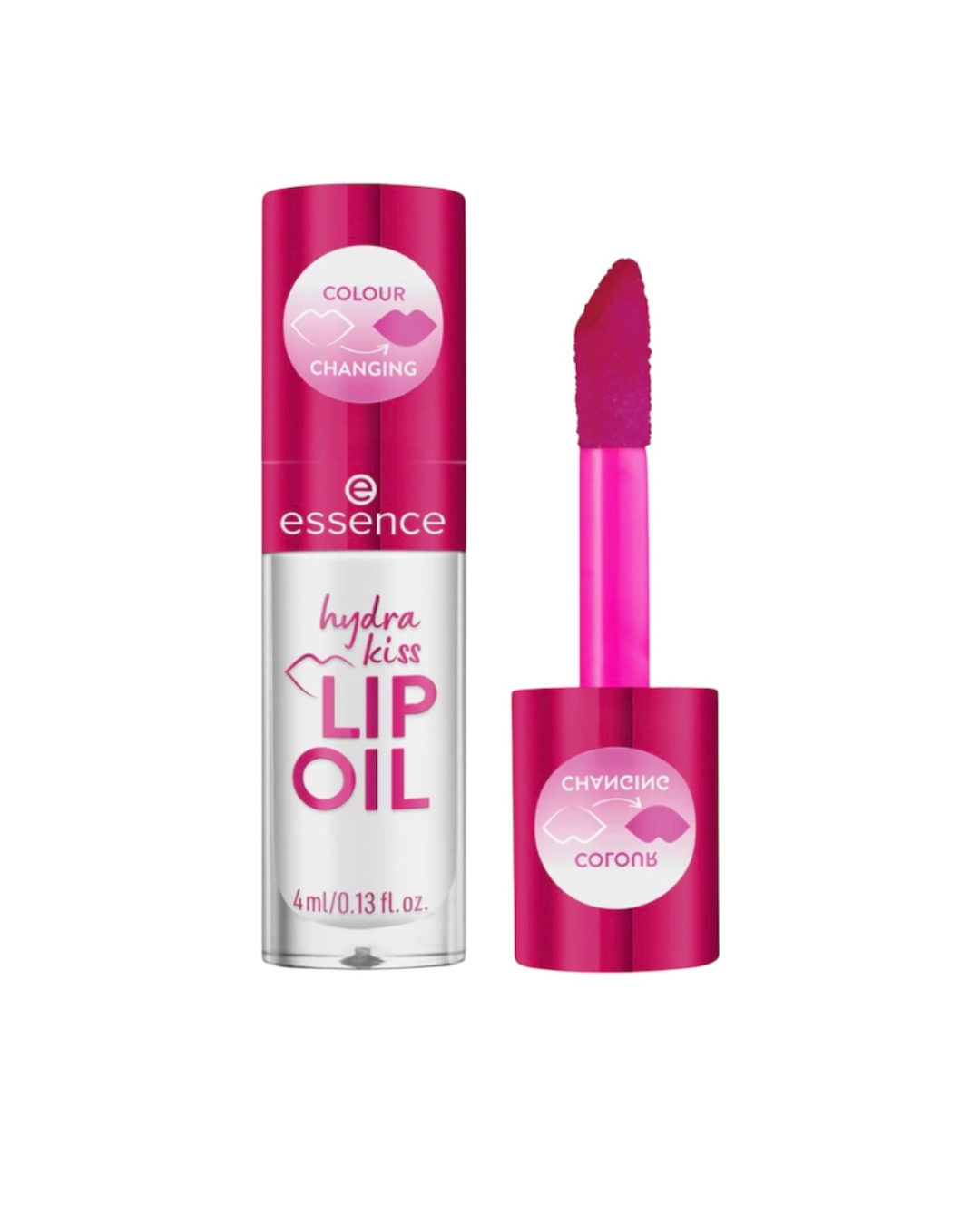 Essence Hydra Kiss Olio Labbra.    Olio nutriente per labbra con finish lucido e un tocco di colore