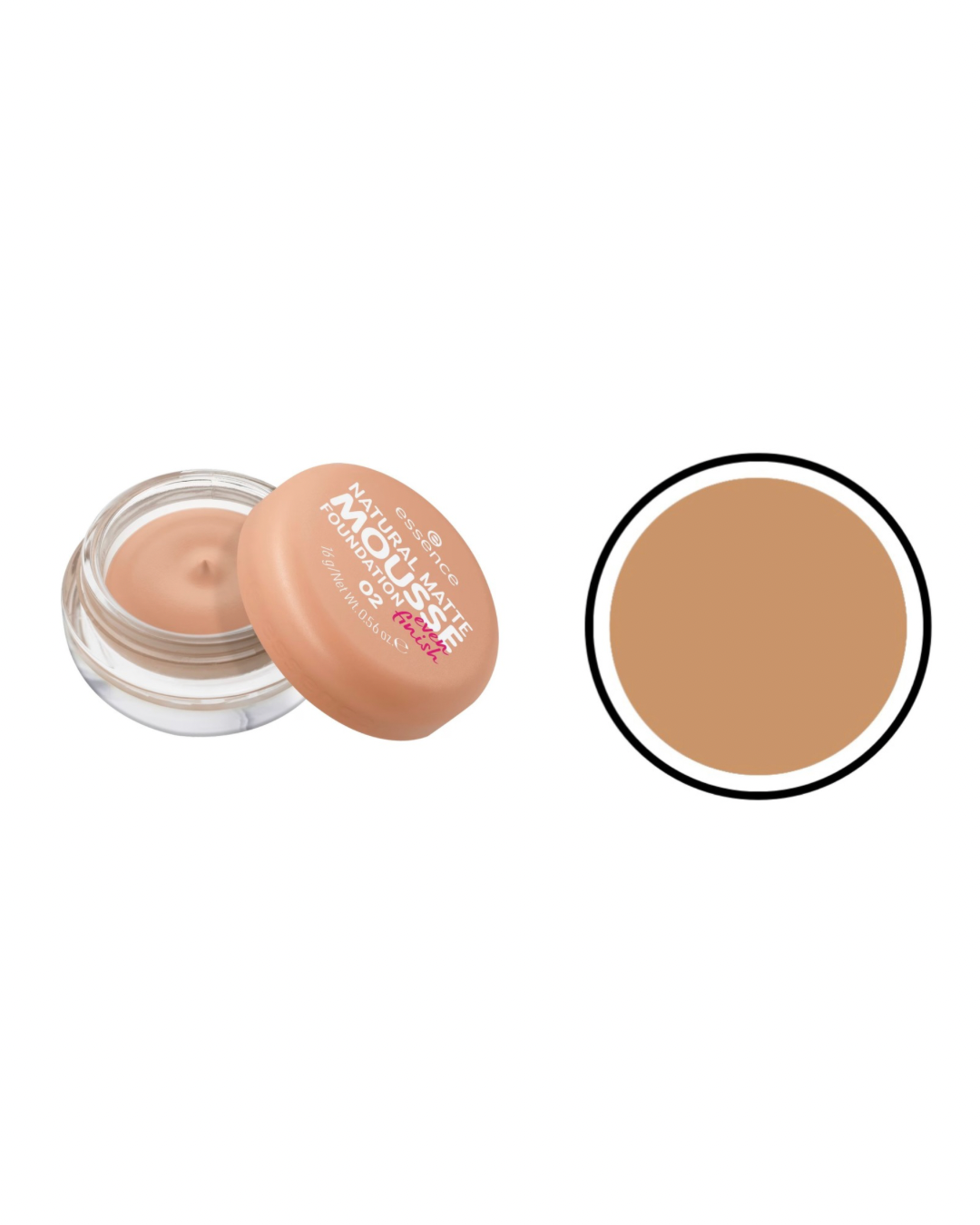 Essence Natural Matte Mousse Fondotinta,offre una copertura media per un look naturale e opaco