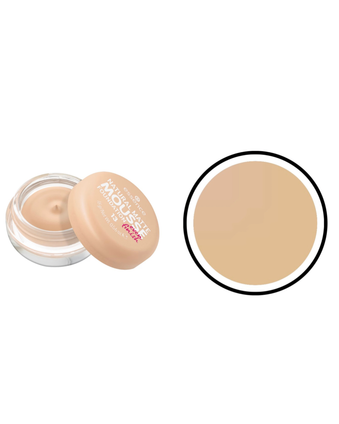 Essence Natural Matte Mousse Fondotinta,offre una copertura media per un look naturale e opaco
