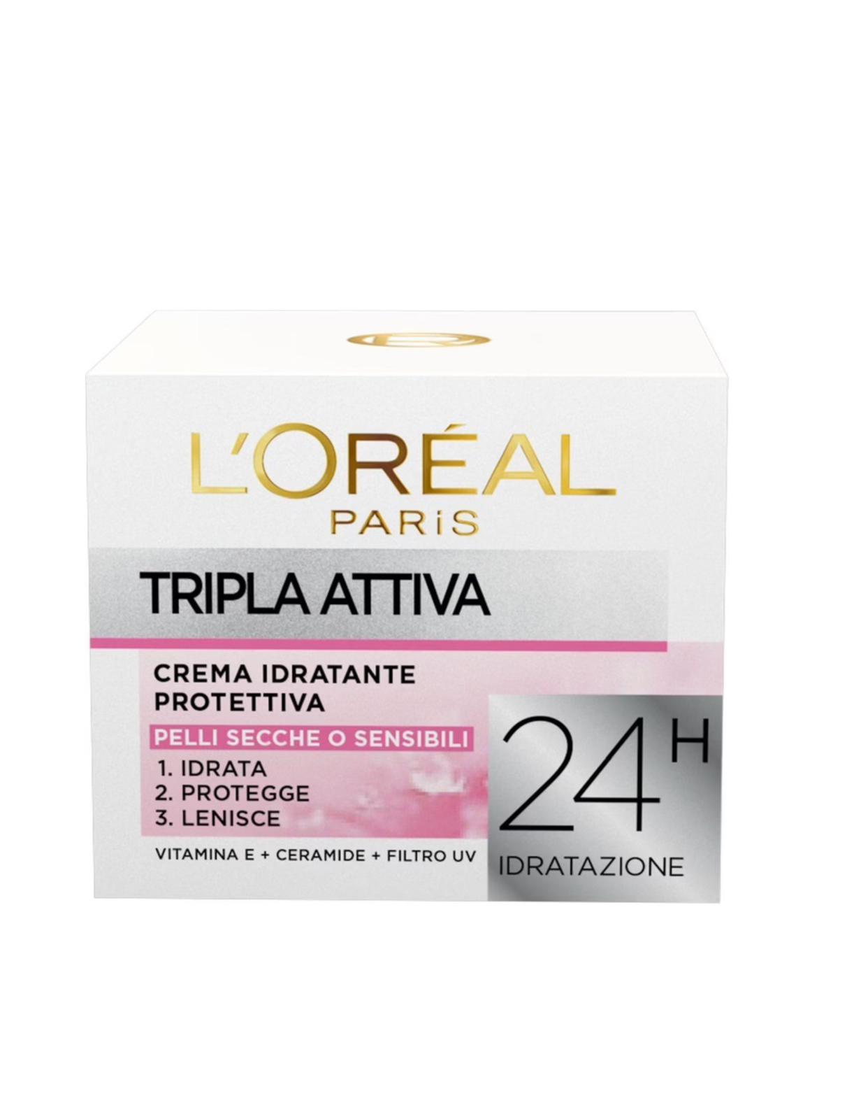 L’ORÉAL TRIPLA ATTIVA,IDRATA,PROTEGGE E LENISCE LA PELLE,PER PELLI SECCHE E SENSIBILI.