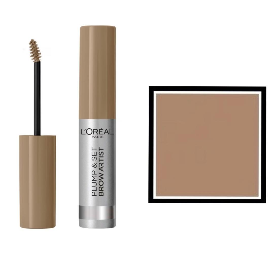 L’Oreal Paris Mascara Brown Artist Plump&Set,Waterproof No Trasfer,Sopracciglia Piene E Definite
