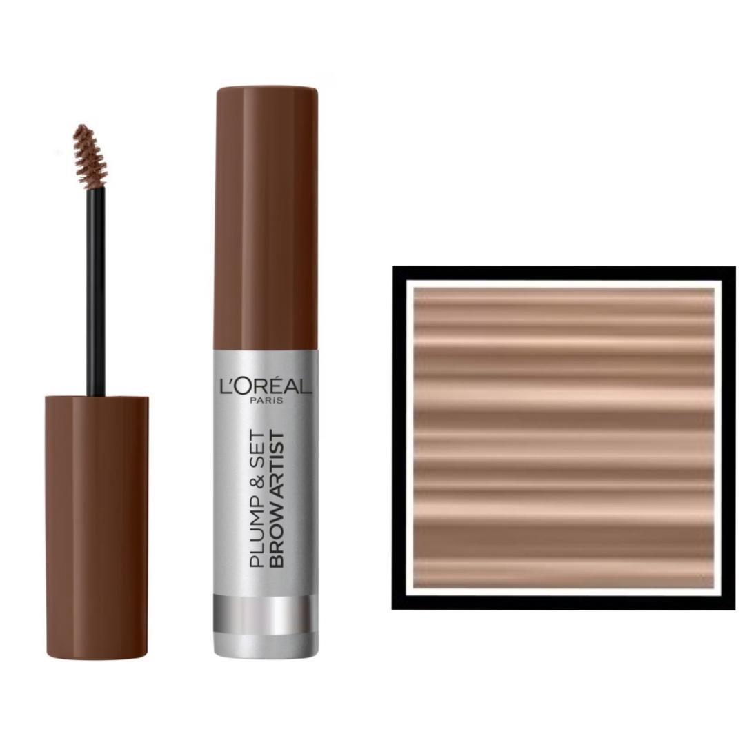 L’Oreal Paris Mascara Brown Artist Plump&Set,Waterproof No Trasfer,Sopracciglia Piene E Definite