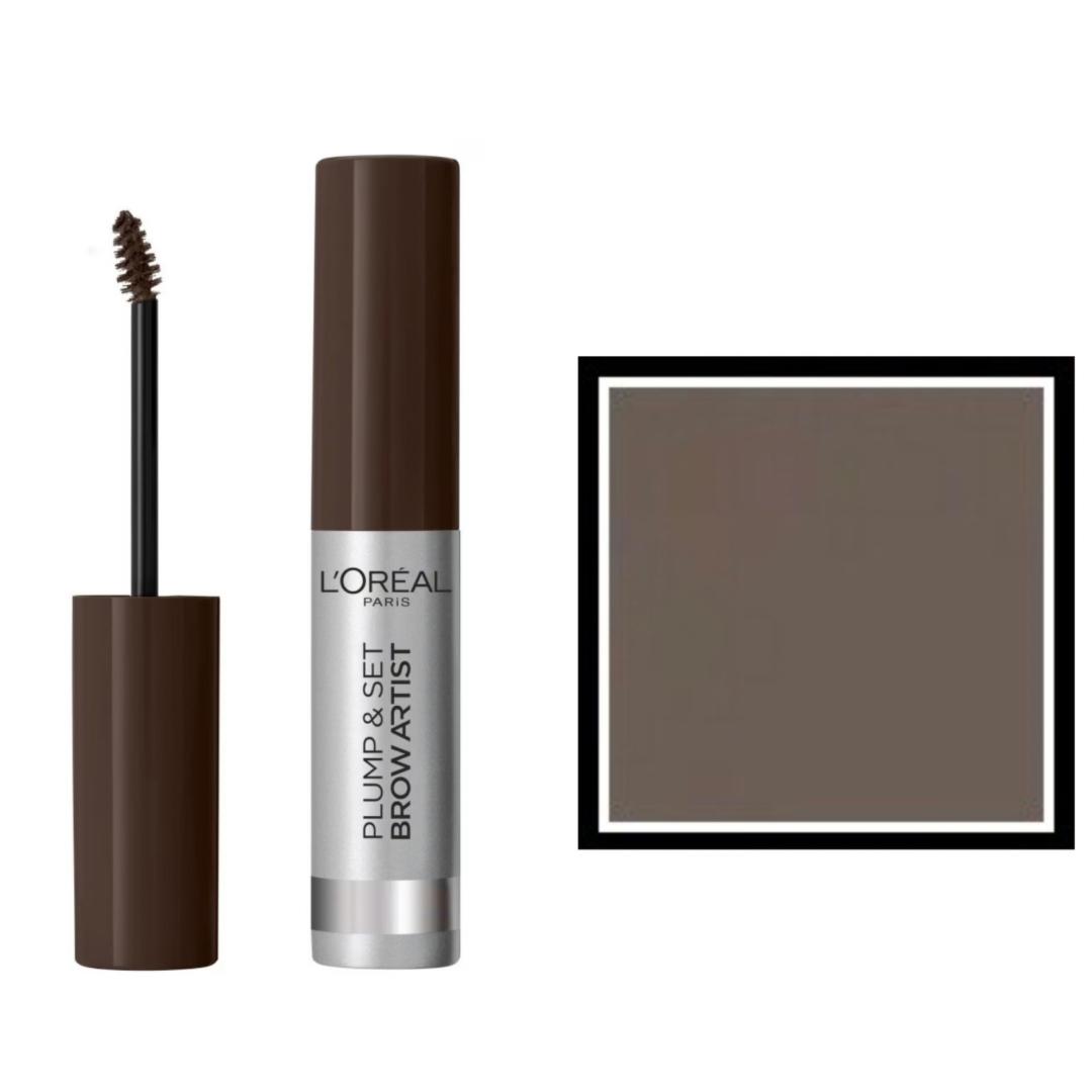 L’Oreal Paris Mascara Brown Artist Plump&Set,Waterproof No Trasfer,Sopracciglia Piene E Definite