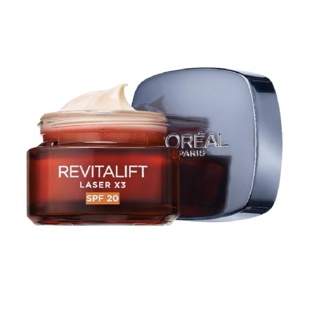 L’ORÉAL REVITAIFT LASER X3,AZIONE ANTIRUGHE ANTI-ETÀ CON ACIDO IALURONICO E PROXYLANE,PROTEZIONE SPF 20