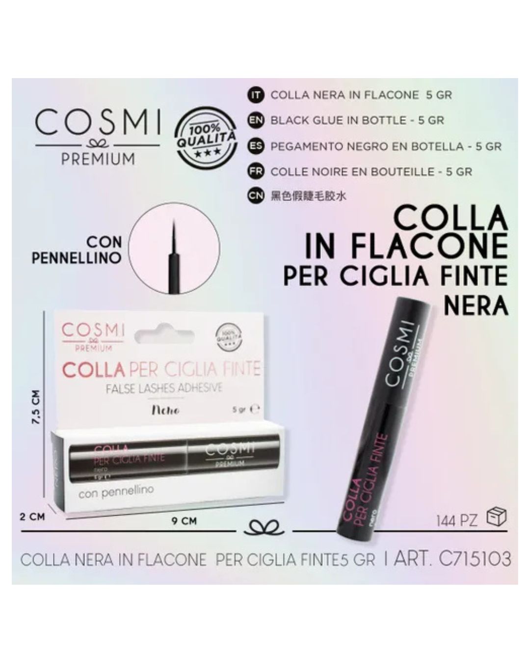 Cosmi Premium Colla Per Ciglia Finte Nera 5ML